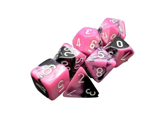 CHESSEX - Gemini Polyhedral 7 Dice Set - Black-Pink w/White