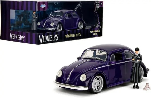 WEDNESDAY - Volkswagen Beetle with Figure & Thing 1:24 Scale Diecast Model