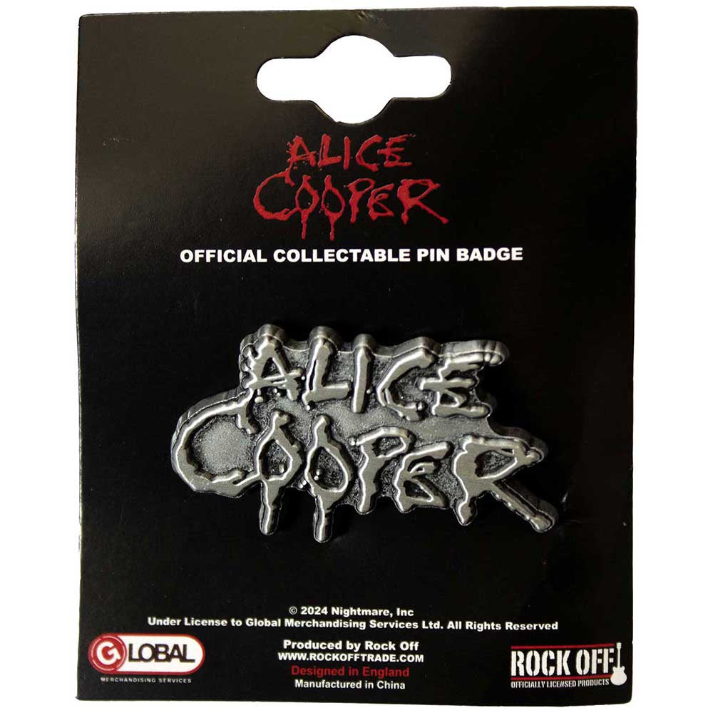 ALICE COOPER - Dripping Logo Silver Metal Pin Badge