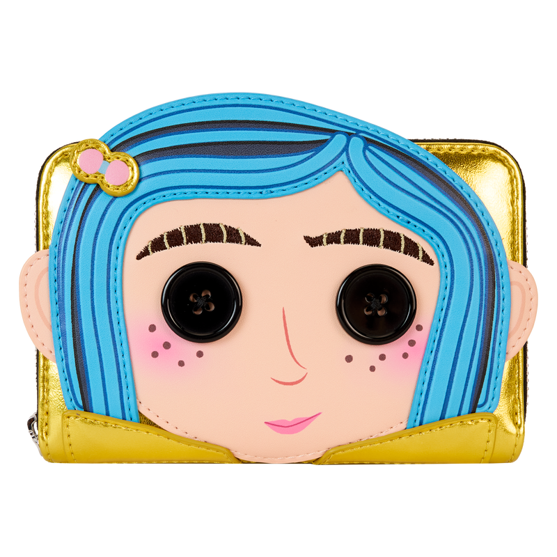 LOUNGEFLY : CORALINE - 15th Anniversary Laika Doll Metallic Cosplay Zip Around Purse