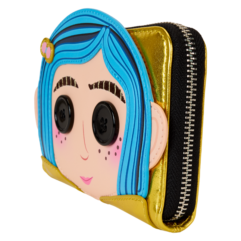 LOUNGEFLY : CORALINE - 15th Anniversary Laika Doll Metallic Cosplay Zip Around Purse