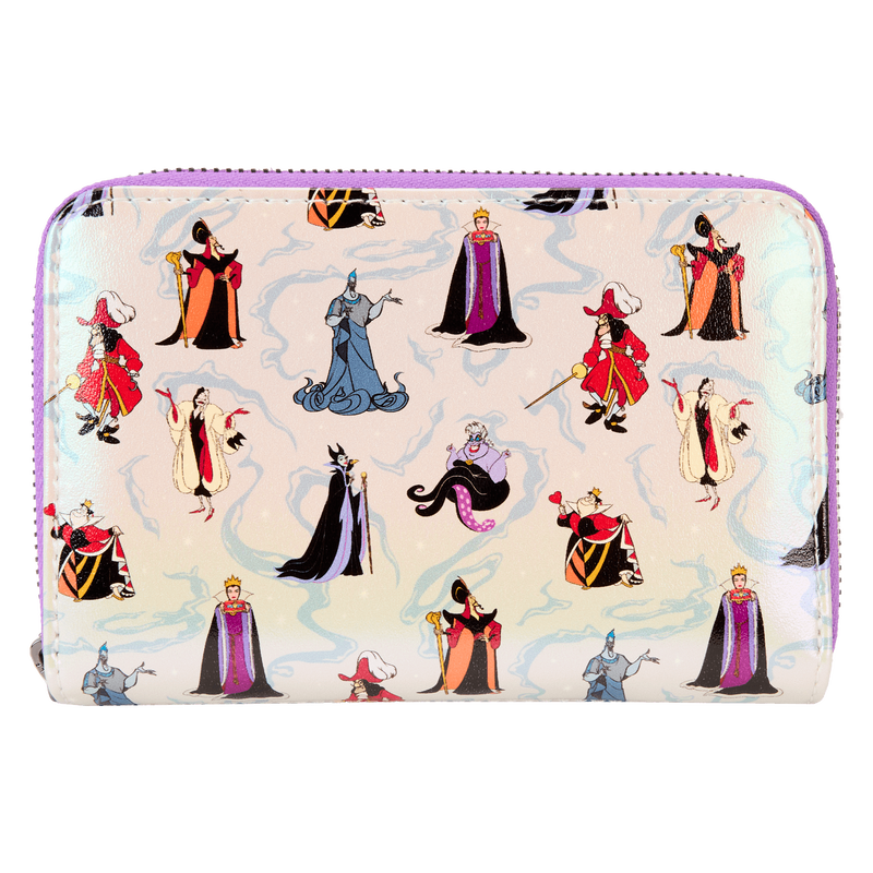 LOUNGEFLY : DISNEY - Villains Iridescent All-Over Print Zip Purse