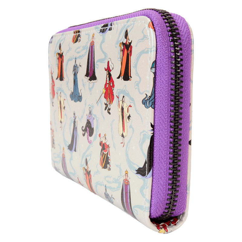 LOUNGEFLY : DISNEY - Villains Iridescent All-Over Print Zip Purse