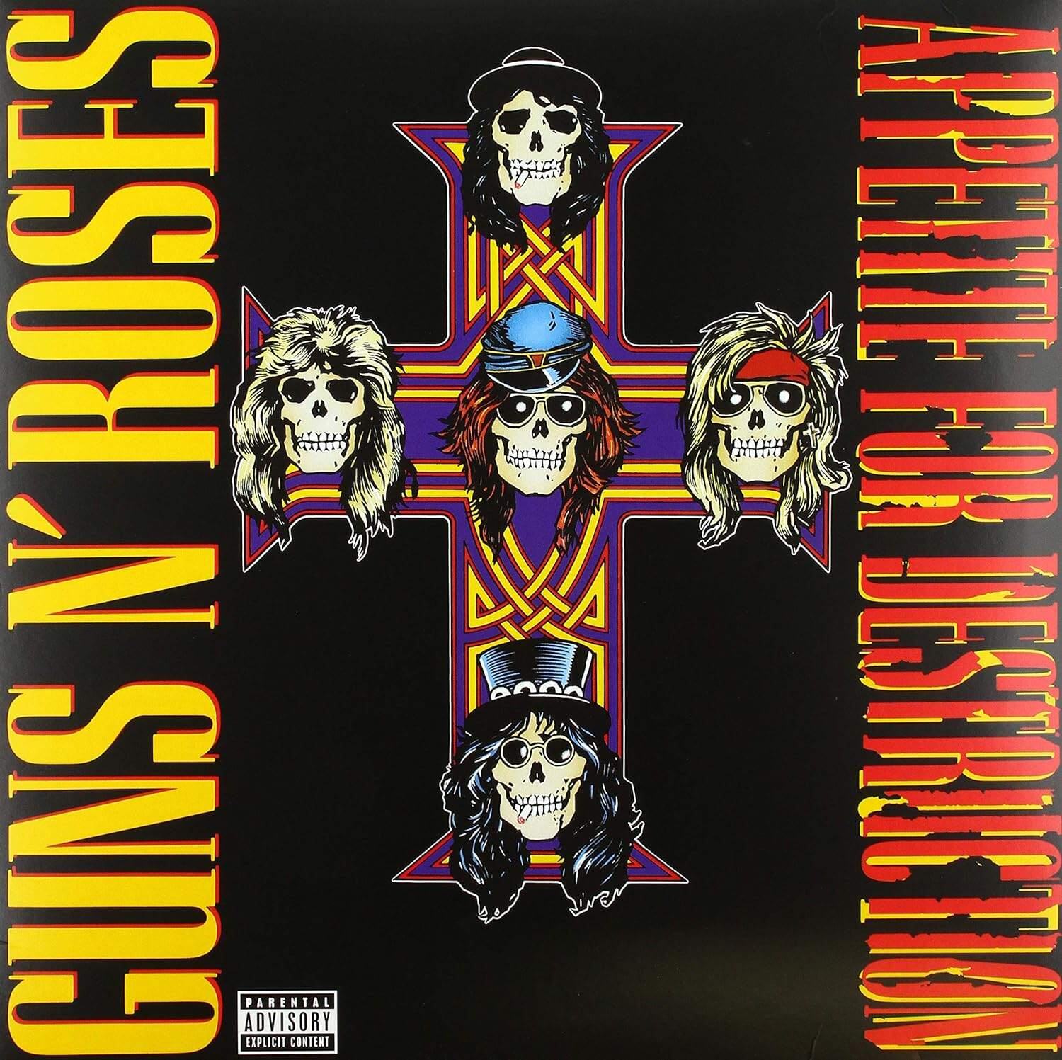 Vinyl record cover of "GUNS N' ROSES - Appetite For Destruction" album