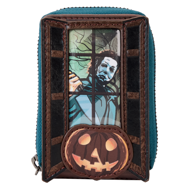 LOUNGEFLY : HALLOWEEN - Michael Myers Pumpkin Glow Accordion Zip Purse