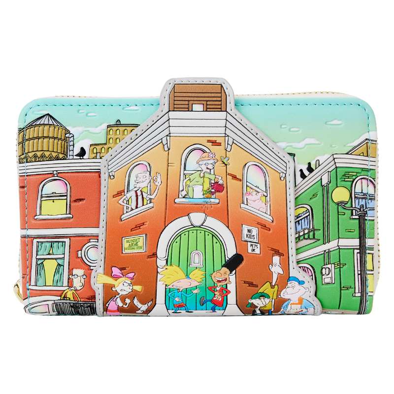 LOUNGEFLY : NICKELODEON - Hey Arnold! Sunset Arms Boarding House Zip Around Purse