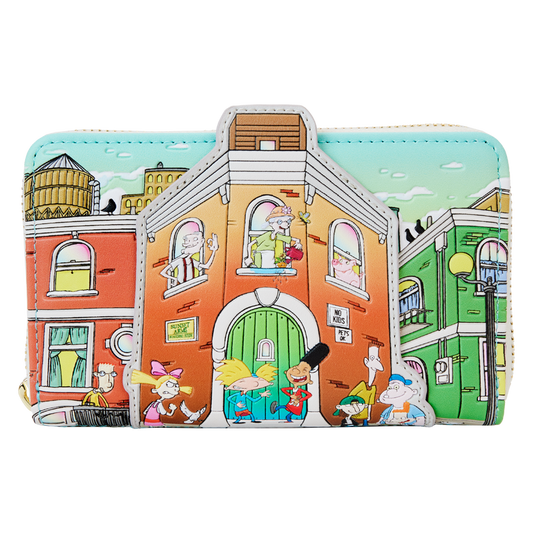 LOUNGEFLY : NICKELODEON - Hey Arnold! Sunset Arms Boarding House Zip Around Purse