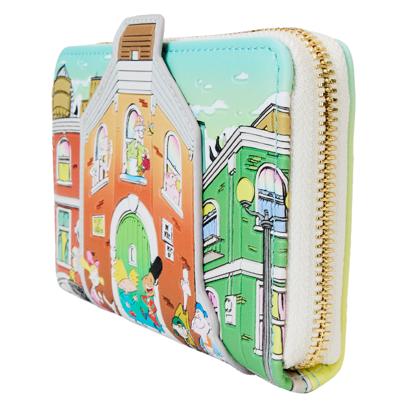 LOUNGEFLY : NICKELODEON - Hey Arnold! Sunset Arms Boarding House Zip Around Purse