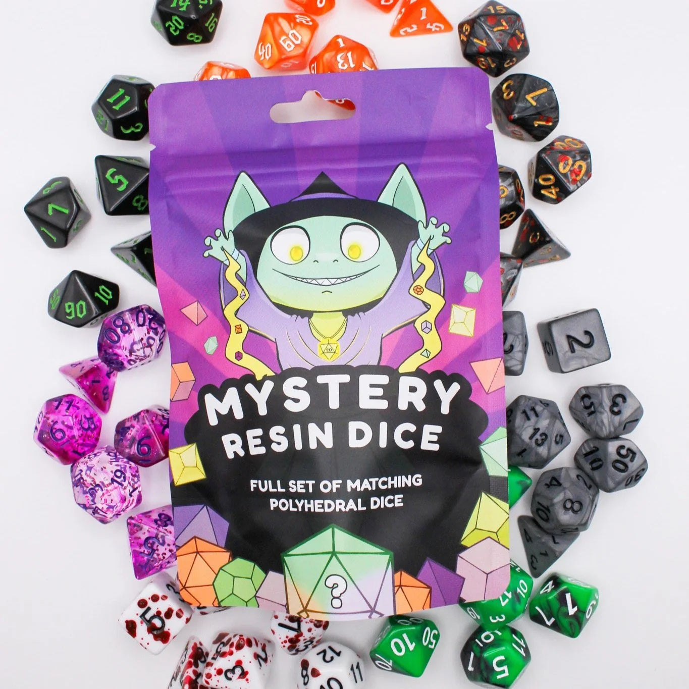 MYSTERY DICE GOBLIN - Halloween Spooky Resin Mystery Dice Bag (7 Pack)