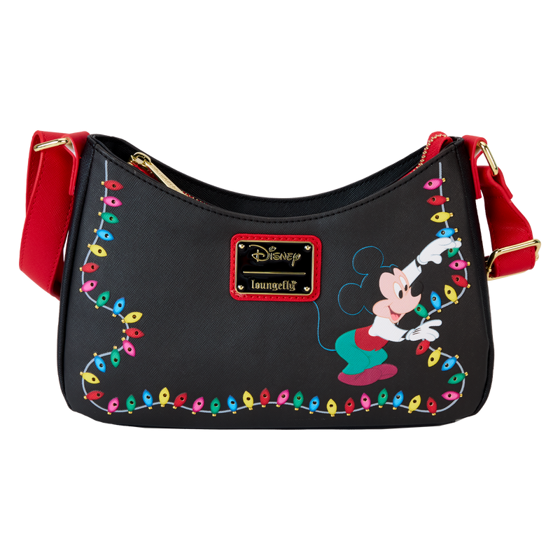 LOUNGEFLY : DISNEY - Mickey & Friends Christmas Light Decorations Light Up Crossbody Bag