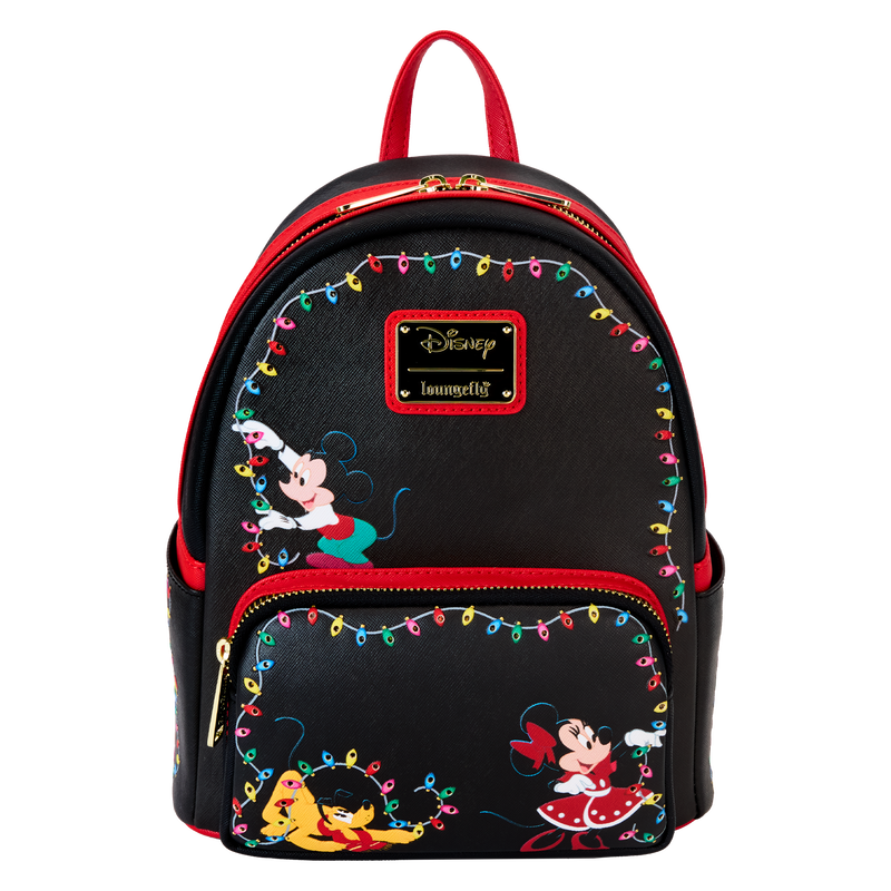 LOUNGEFLY : DISNEY - Mickey & Friends Christmas Light Decorations Light Up Mini Backpack