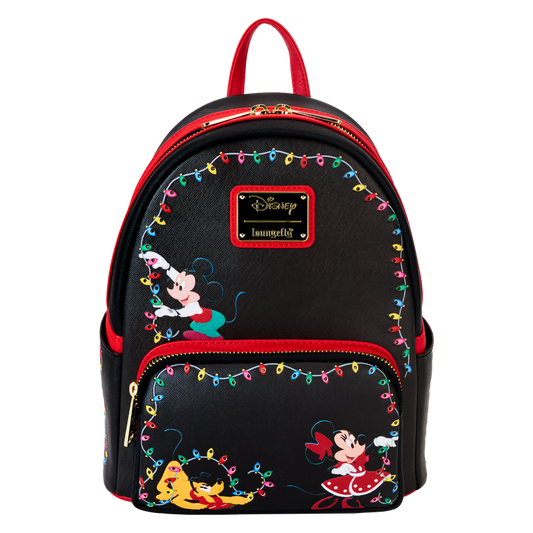 LOUNGEFLY : DISNEY - Mickey & Friends Christmas Light Decorations Light Up Mini Backpack