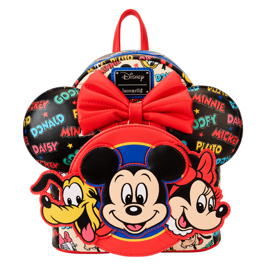 LOUNGEFLY : DISNEY - Mickey & Friends Classic All-Over Print Mini Backpack With Ear Headband