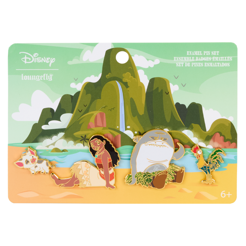 LOUNGEFLY : DISNEY - Moana Ocean Waves 4-Piece Pin Set