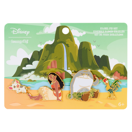 LOUNGEFLY : DISNEY - Moana Ocean Waves 4-Piece Pin Set