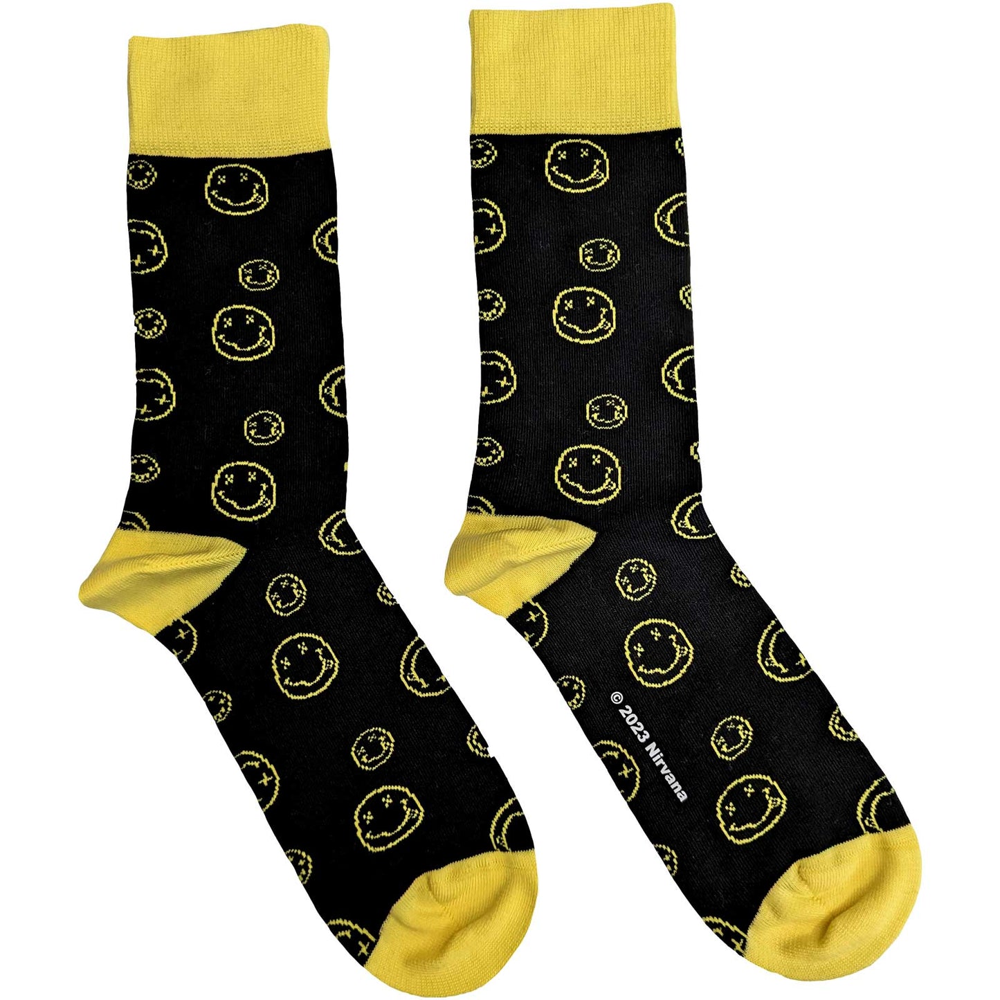 NIRVANA - Outline Happy Faces Socks (7-11)