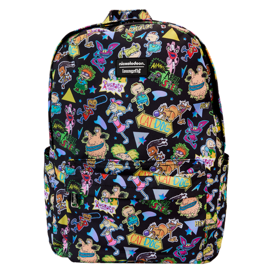 LOUNGEFLY : NICKELODEON - Retro Character All-Over Print Nylon Full-Size Backpack