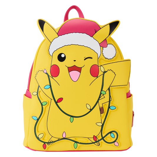 LOUNGEFLY : POKEMON - Santa Pikachu String Lights Light Up Mini Backpack