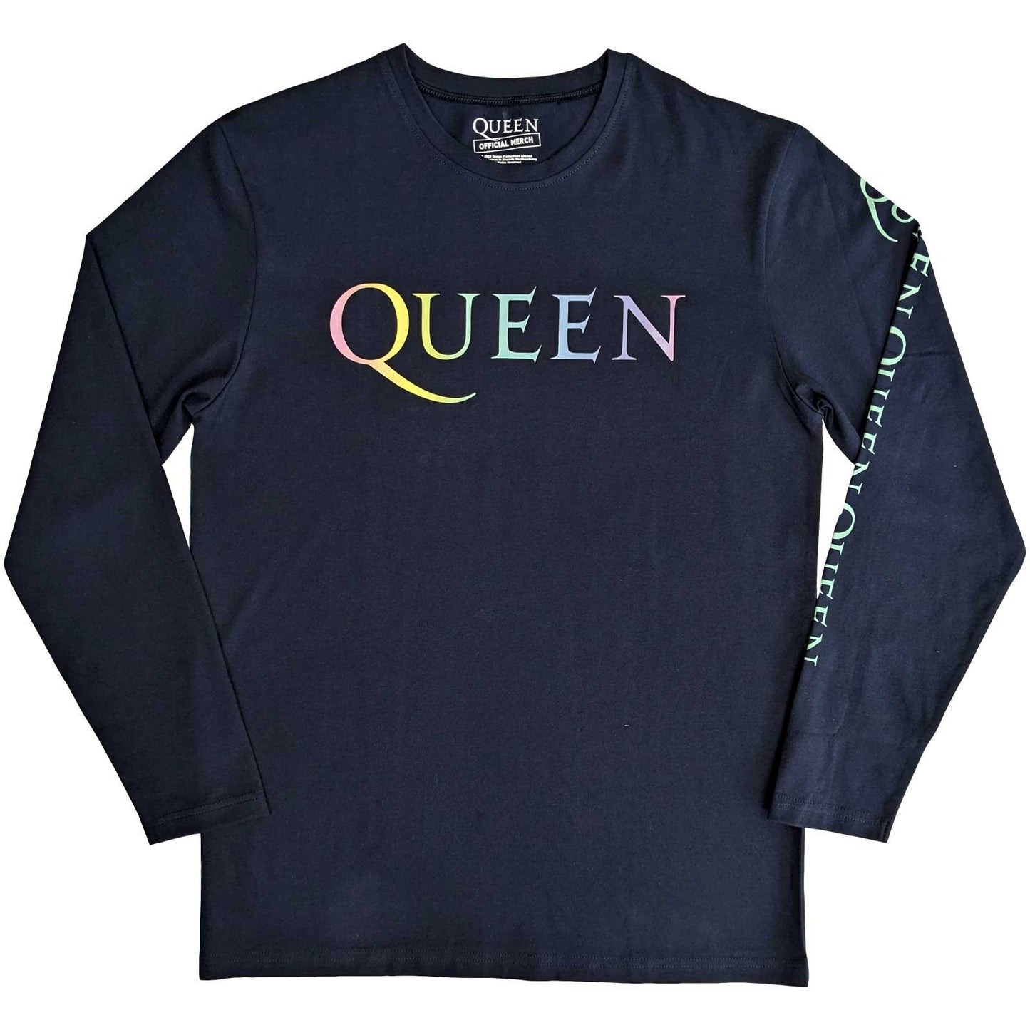 QUEEN - Rainbow Crest Back & Sleeve Print Long Sleeve T-Shirt