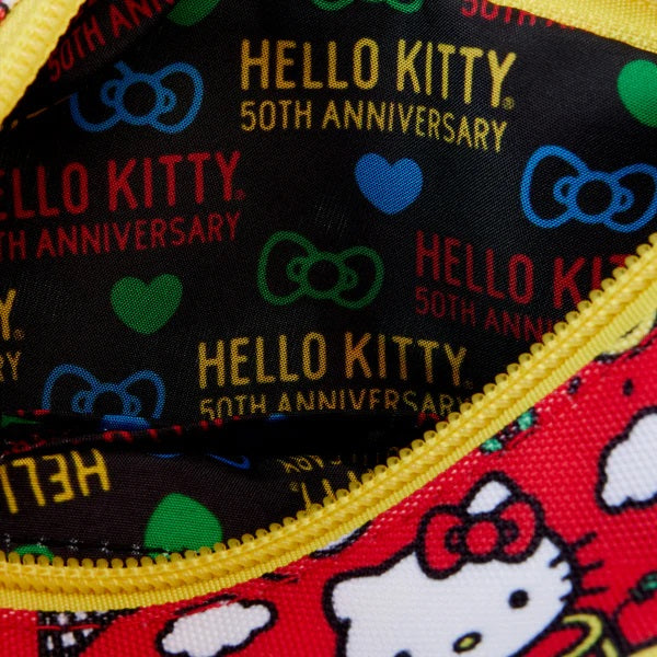 LOUNGEFLY : SANRIO - Hello Kitty 50th Anniversary Classic AOP Nylon Pouch Wristlet