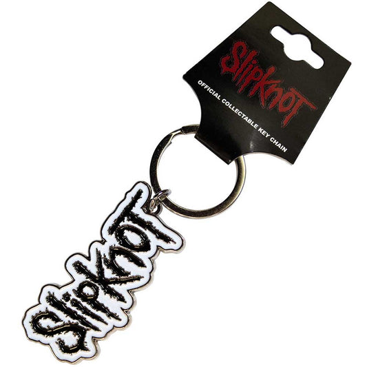 SLIPKNOT - Black Logo White Border Keyring