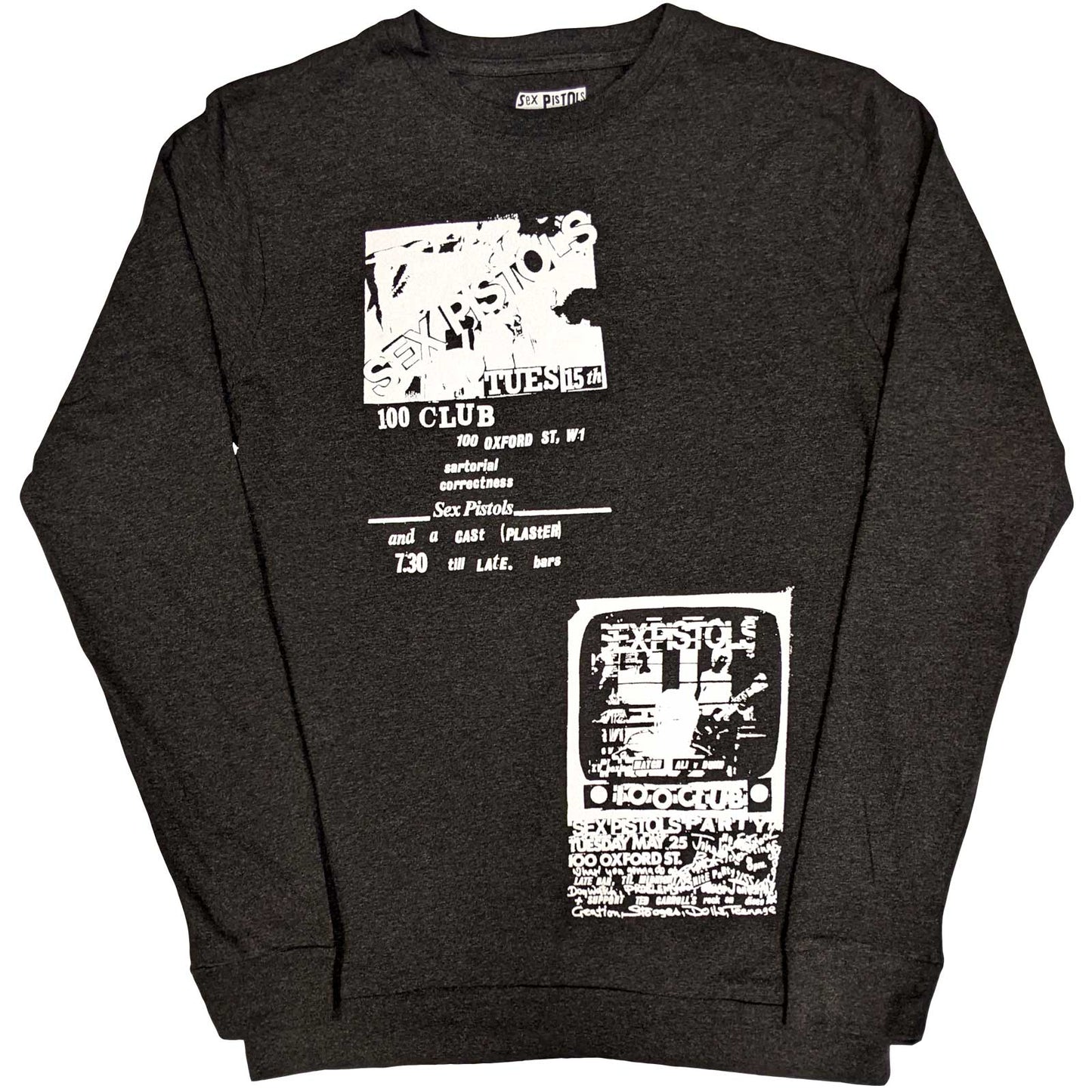 SEX PISTOLS - 100 Club Back Print Long Sleeve T-Shirt