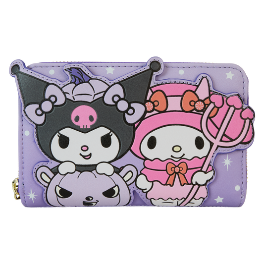 LOUNGEFLY : SANRIO - Kuromi & My Melody Glow Zip Around Purse