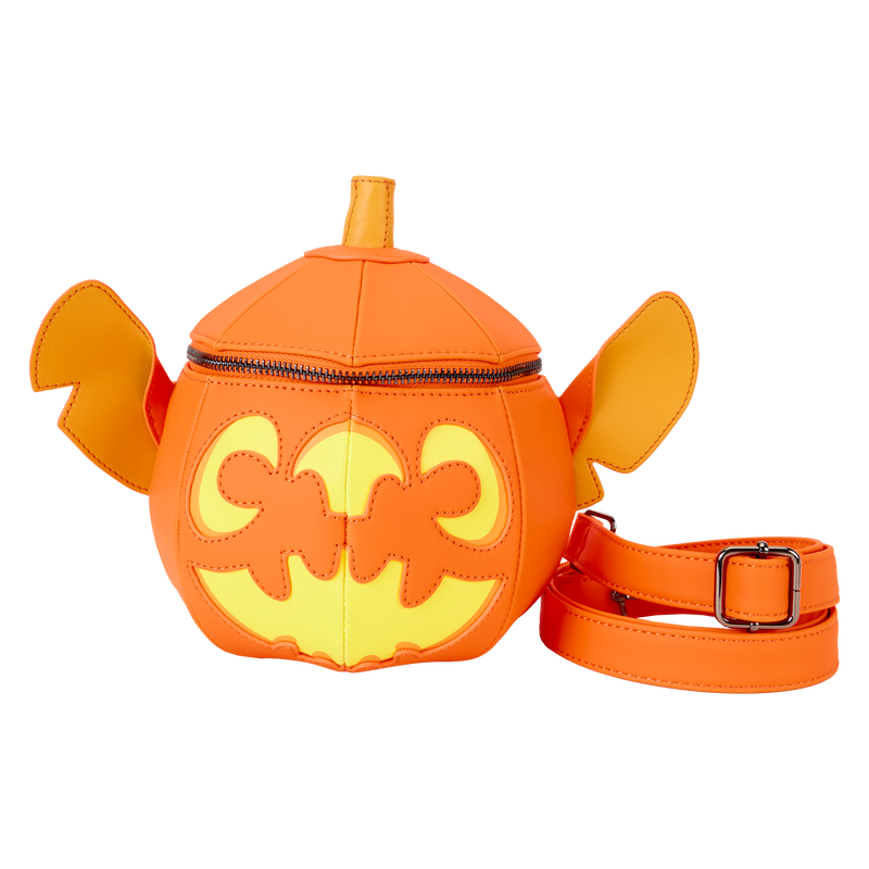 LOUNGEFLY : DISNEY - Stitch Pumpkin Head Figural Glow Crossbody Bag