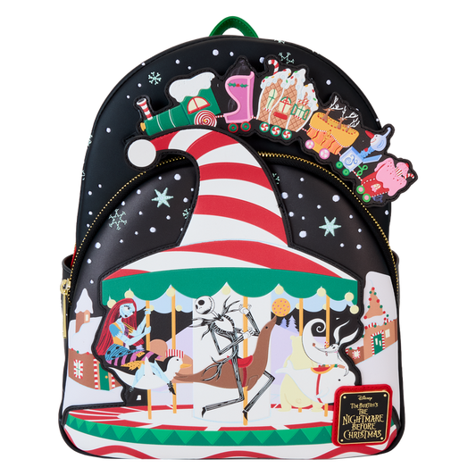 LOUNGEFLY : NIGHTMARE BEFORE CHRISTMAS -  Town Carousel Glow Mini Backpack