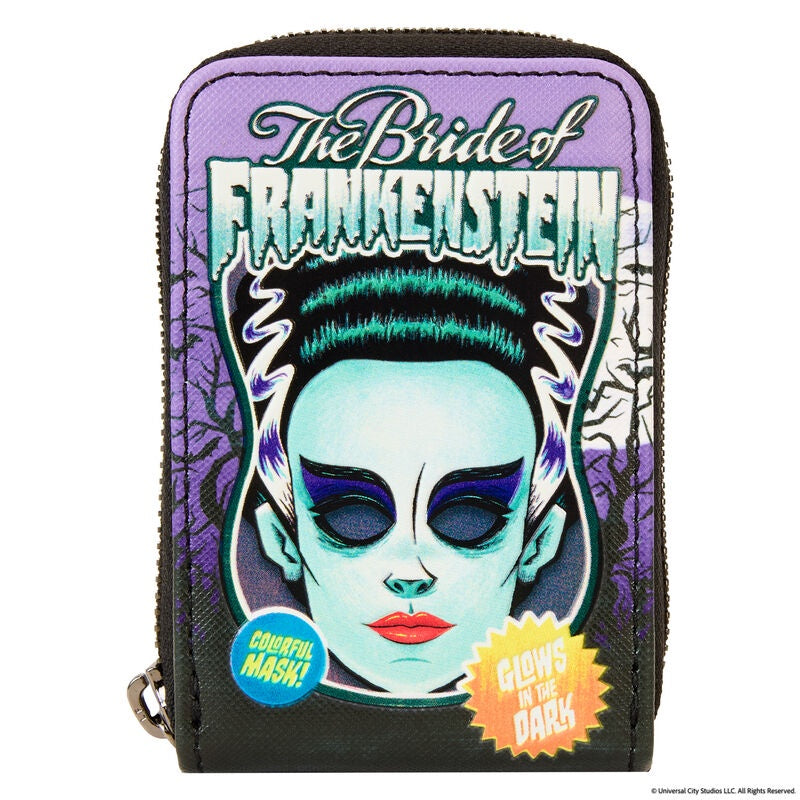 LOUNGEFLY : UNIVERSAL MONSTERS - Bride Of Frankenstein Neon Mask Zip Purse