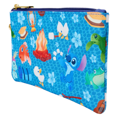 LOUNGEFLY : DISNEY - Lilo & Stitch Camping Cuties Nylon Wristlet Pouch