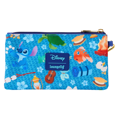 LOUNGEFLY : DISNEY - Lilo & Stitch Camping Cuties Nylon Wristlet Pouch