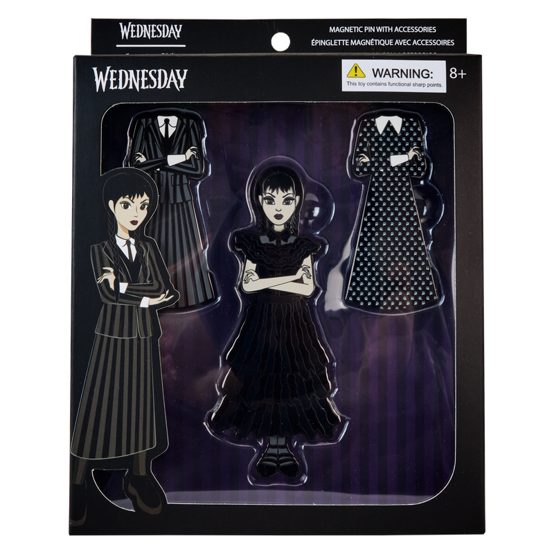 LOUNGEFLY : WEDNESDAY - Wednesday Addams Paper Doll Magnetic Pin Set