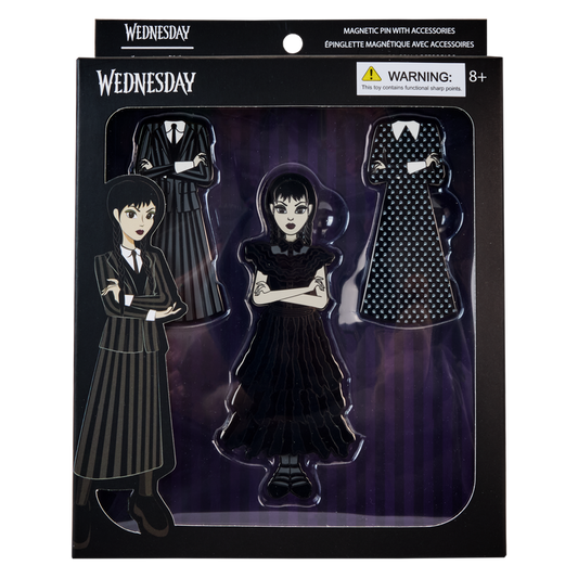 LOUNGEFLY : WEDNESDAY - Wednesday Addams Paper Doll Magnetic Pin Set