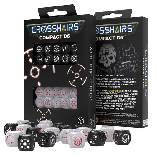 Crosshairs Compact D6 Dice Set Black&Pearl (20)