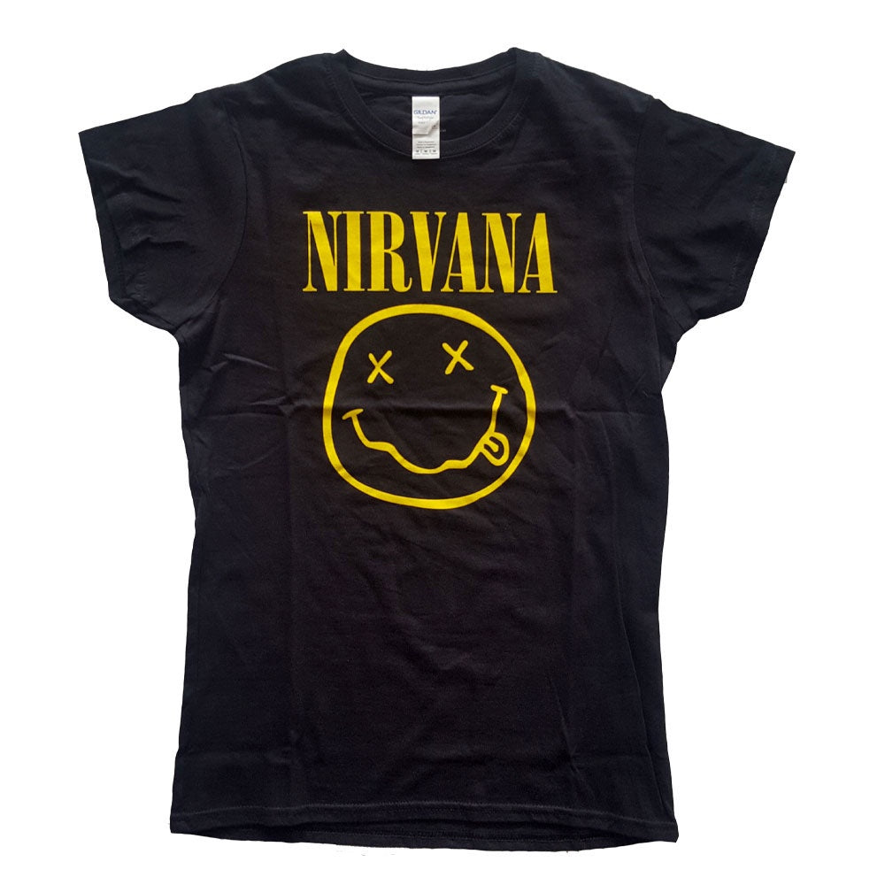 NIRVANA -Yellow Smiley Fitted T-Shirt