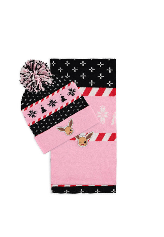 POKEMON - Eevee Pink Beanie & Scarf Set