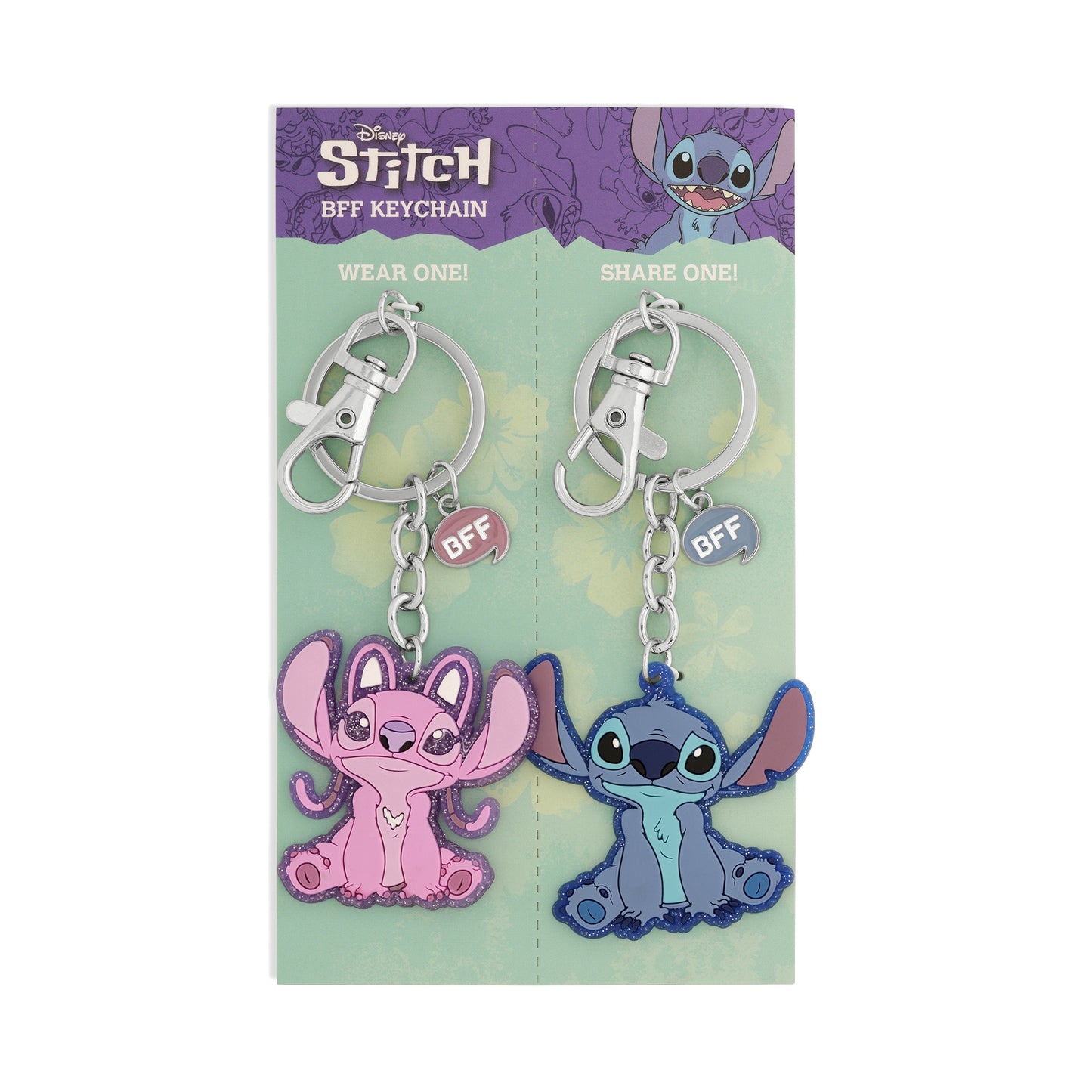 DISNEY : LILO & STITCH - Pink & Blue BFF Keyring Set