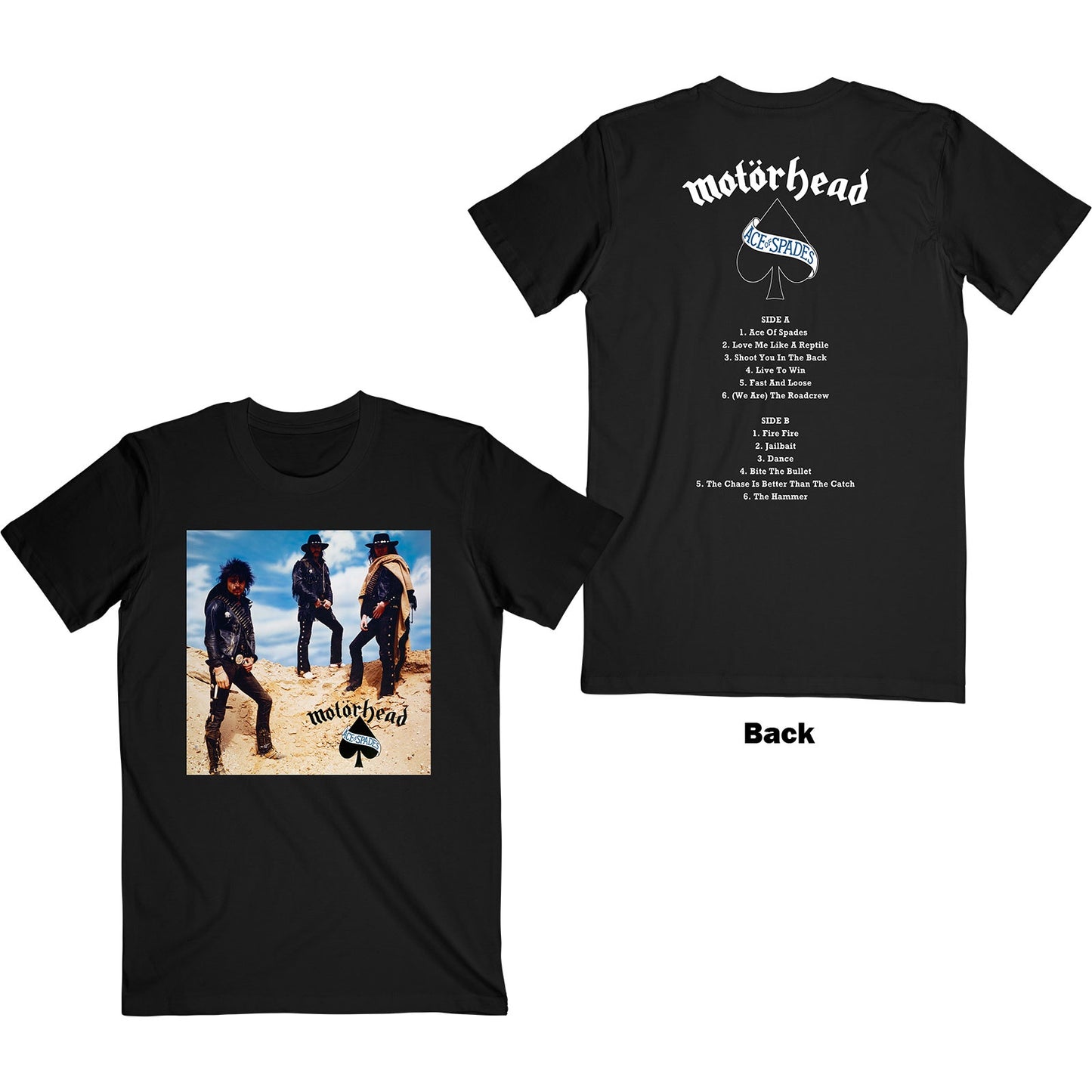 MOTORHEAD - Ace Of Spades Track List Backprint T-Shirt