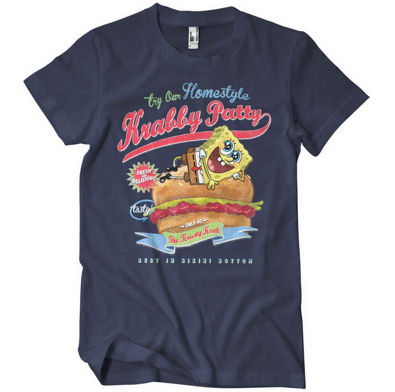 SPONGEBOB SQUAREPANTS - Homestyle Krabby Patty Navy T-Shirt