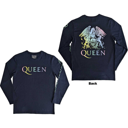 QUEEN - Rainbow Crest Back & Sleeve Print Long Sleeve T-Shirt