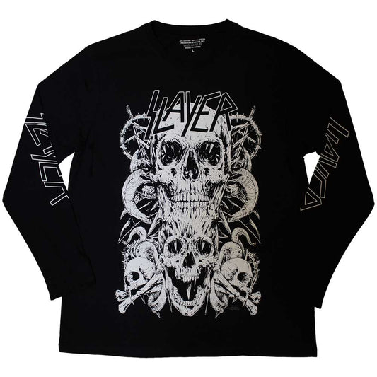 SLAYER - White Skulls Long Sleeved T-Shirt