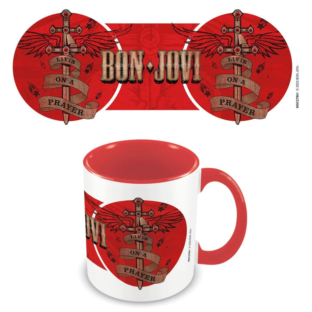 BON JOVI - Livin On A Prayer Red Inner Mug