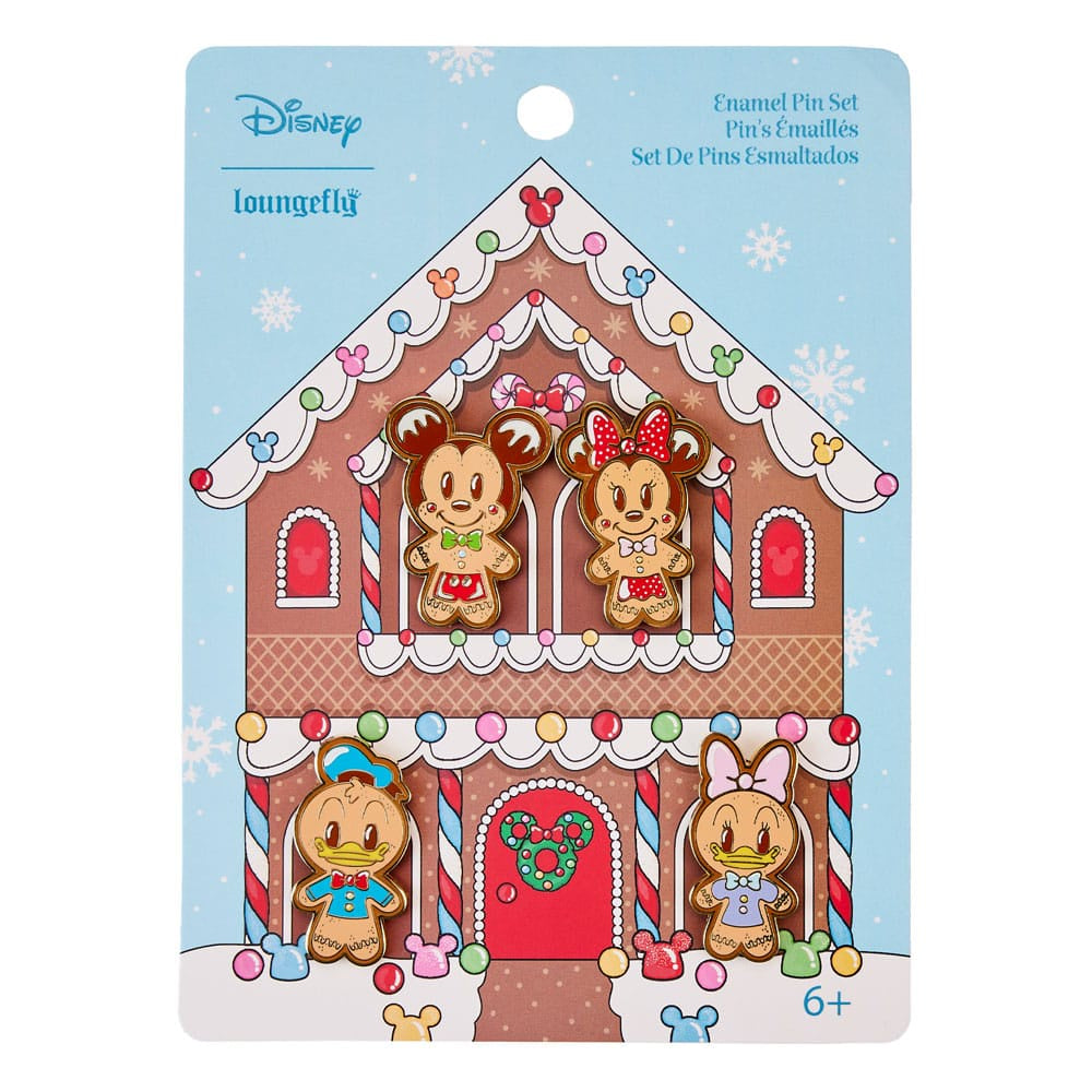 LOUNGEFLY : DISNEY - Mickey And Friends Gingerbread 4 Pin Set